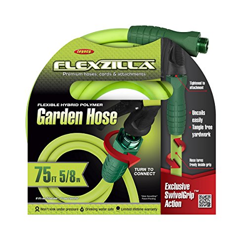 Flexzilla HFZG575YWS Garden Hose with SwivelGrip, 5/8 in. x 75 ft