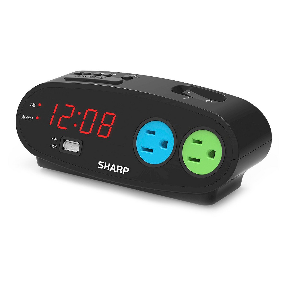 Sharp VBPUSUN04A308 Bedside Alarm Clock with 1 Rapid Charge USB and 2