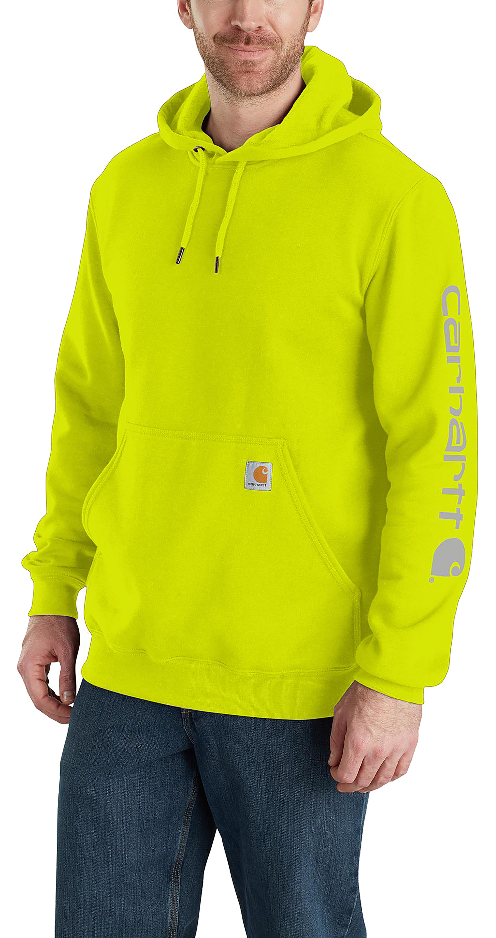 Carhartt Loose-Fit Midweight Logo Long-Sleeve Hoodie for Men - Brite Lime - M 7490₽