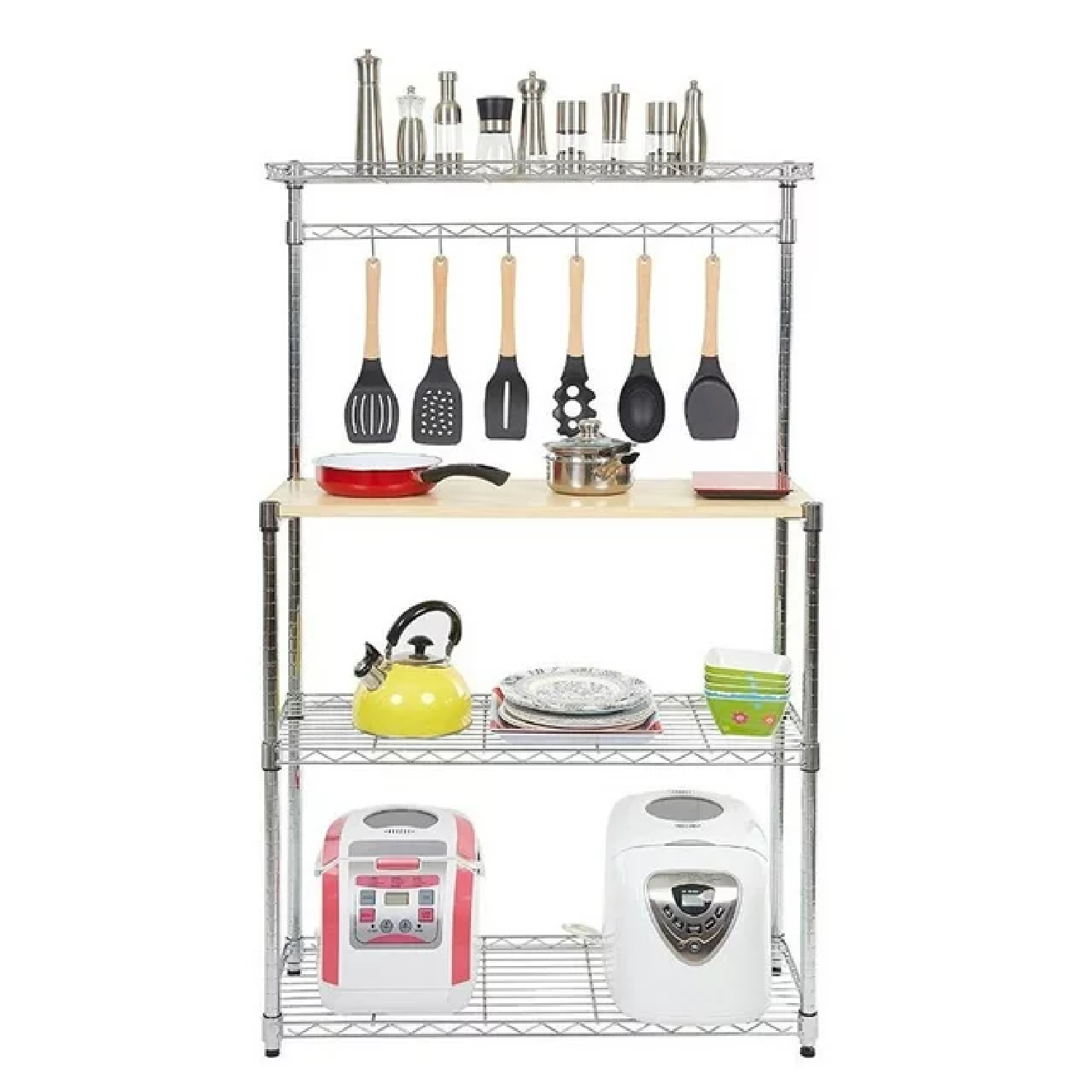 Ktaxon 4 Layer Kitchen Baker Rack Metal Microwave Oven Stand Silver