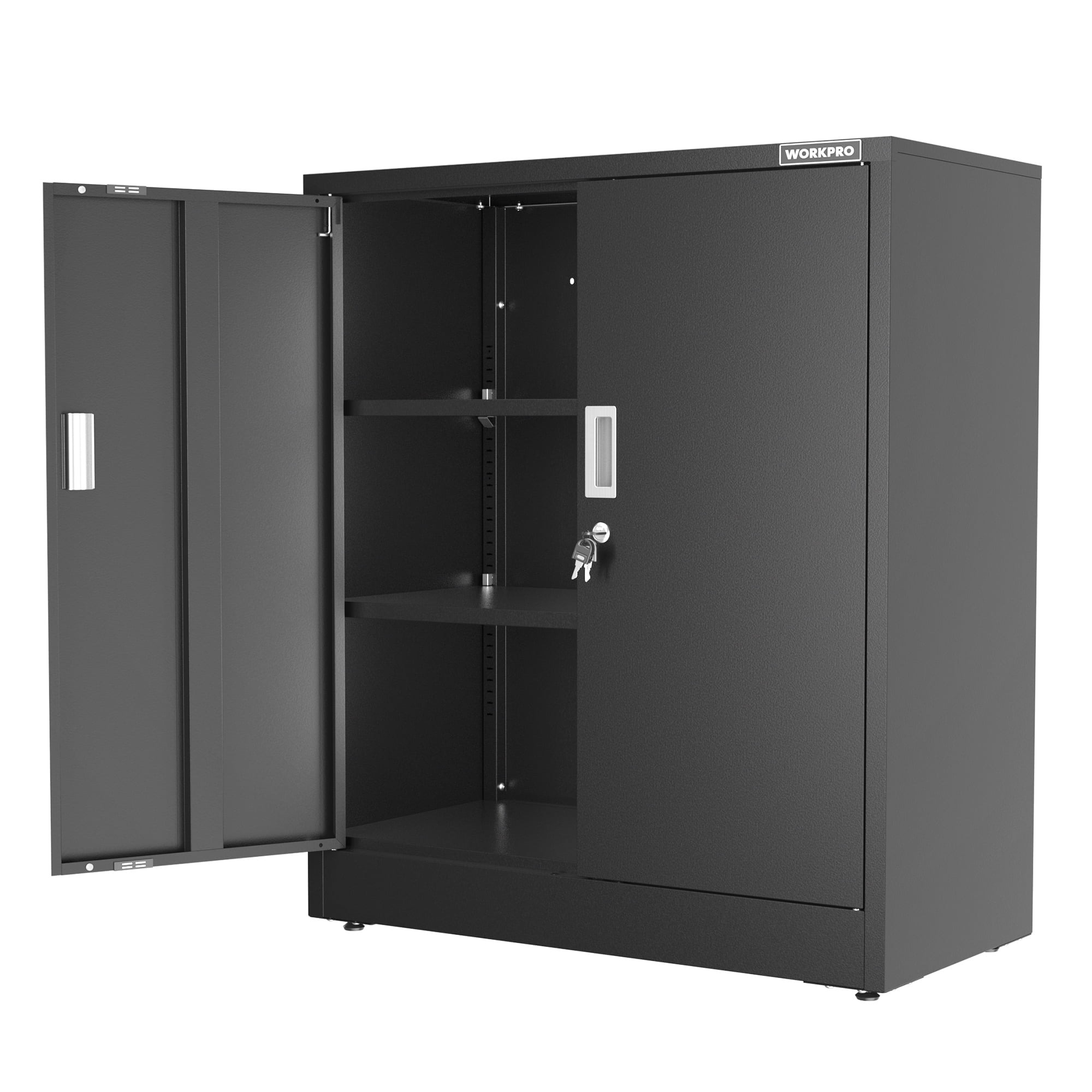 WORKPRO Black Small Industrial Metal Storage Cabinet w/Doors & Shelves -