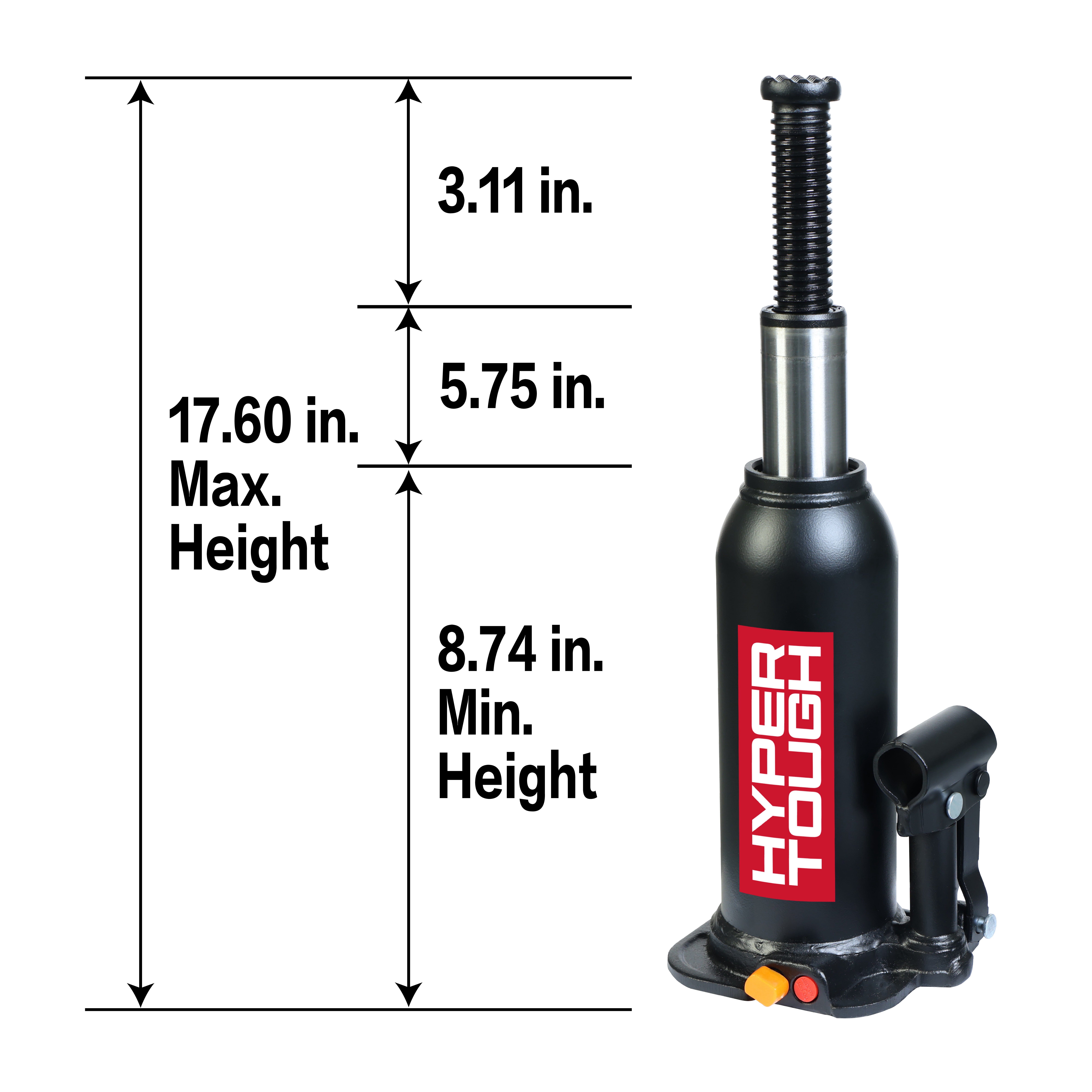 Hyper Tough T91213HW 12 Ton Bottle Jack w/Adjustable Screw Top