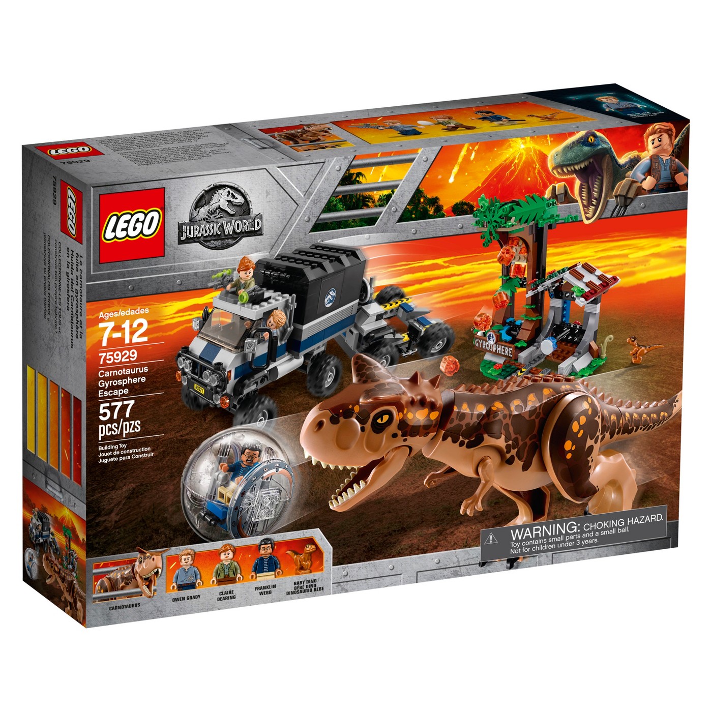 Lego 75929 Jurassic World Carnotaurus Gyrosphere Escape Building Kit 577 Piece Ebay 6213